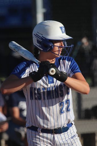 Senior Paige Branstetter gets ready to bat.