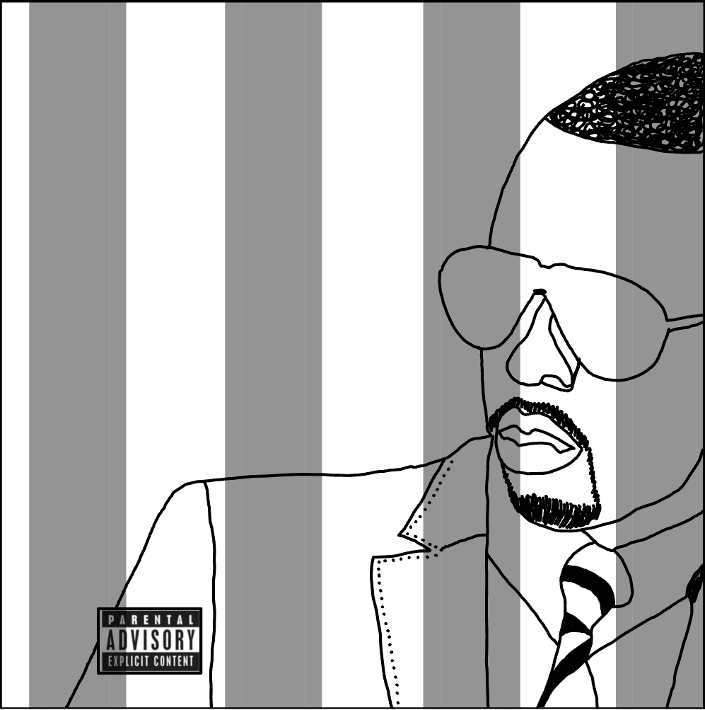 An illustration of Diddy behind a set of prison bars.