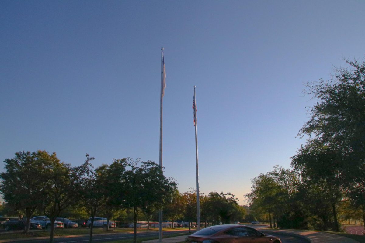 The US Flag flies high over the annual "See You At the Pole" event hosted by WCA Spiritual Life.