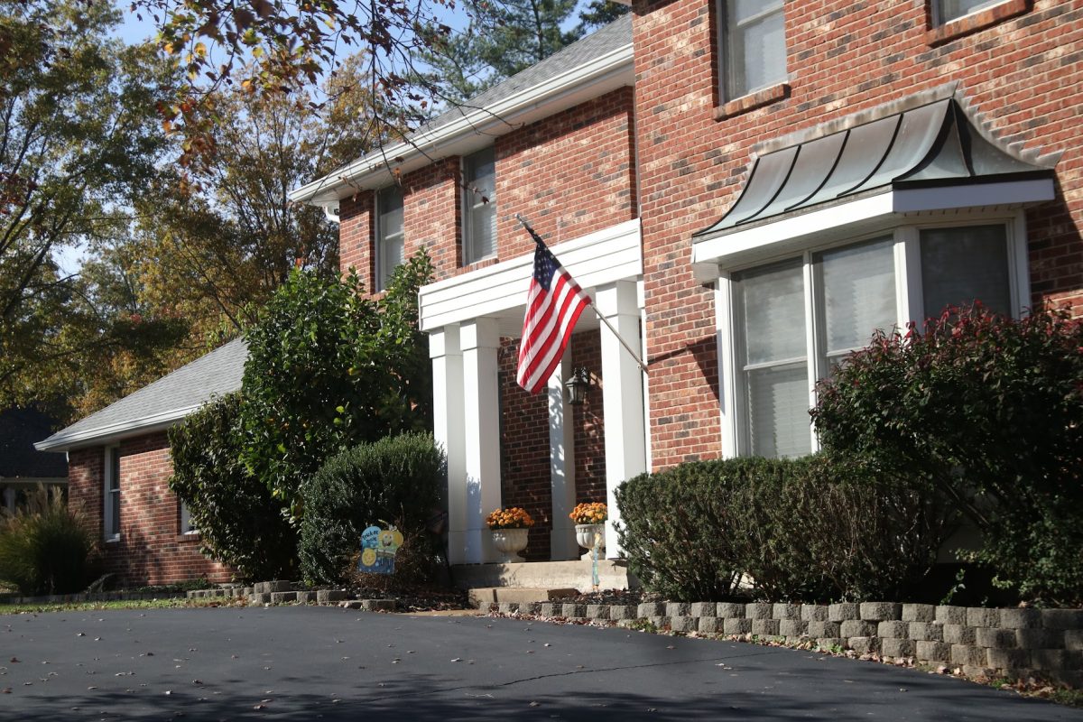 Picture of an American Flag Hanging Outside a Home in Chesterfield, Missouri