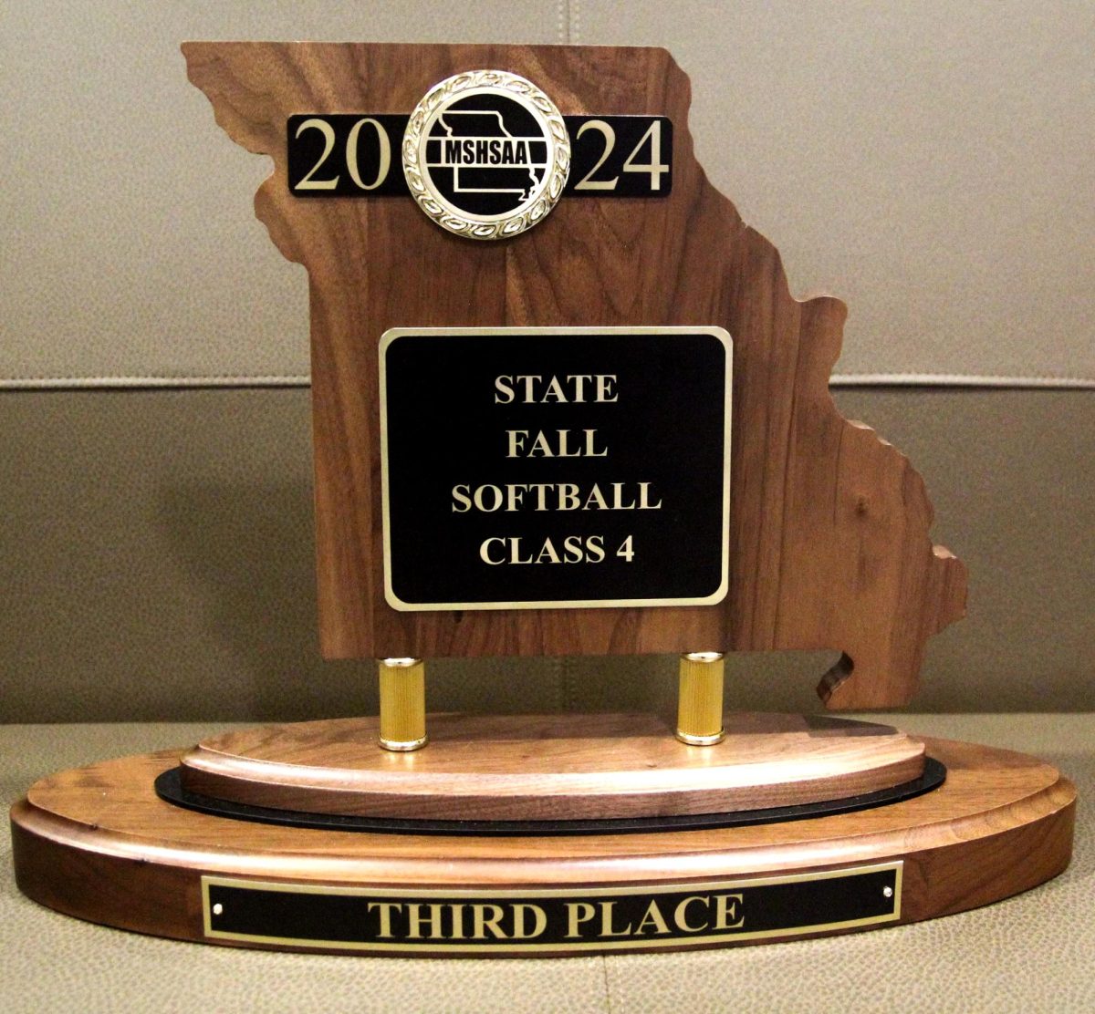 The Softball State Class 4 Third Place Trophy Won by the Softball Team This Season