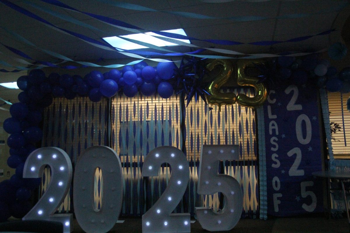 A Light Up Sign with the Number 2025 Proudly Stand in the Senior Hallway